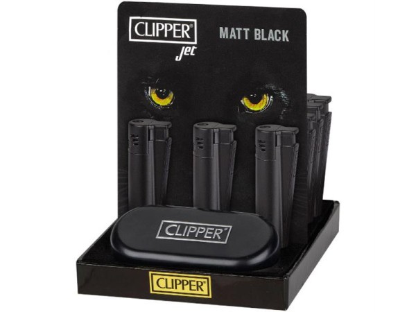 FEUERZEUG CLIPPER LARGE ALL BLACK JETFLAME METAL