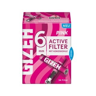 GIZEH PINK ACTIVE FILTER 6MM 34 STK.